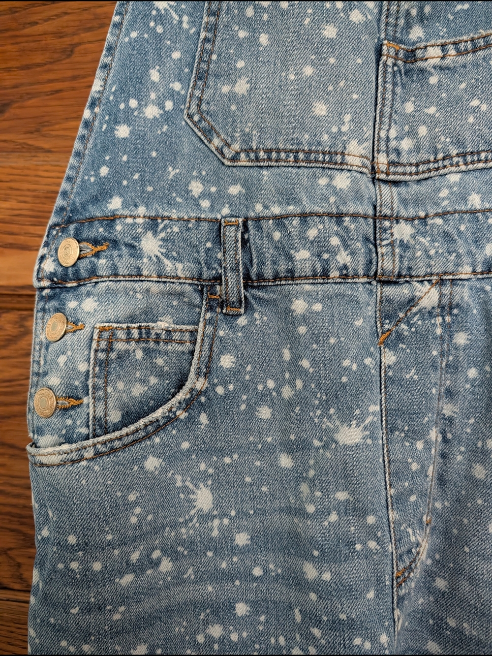 Free People Ziggy Denim Overalls With Bleach Splatter Medium - Picture 4 of 11